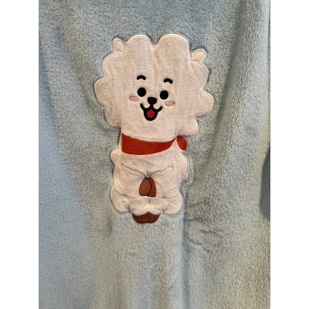BTS BT21 RJ Kind Alpaca Blue Plush Fleece Robe Med KPop BTS RJ Jin Foodie Alpaca